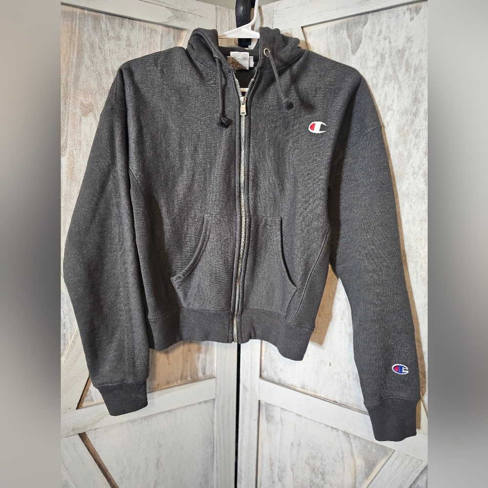 Champion Reverse Weave Dark Grey Zip Hoodie Jacket XS EUC